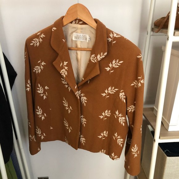 Vintage Linda Bertozzi Wool Floral Camel Jacket - Picture 10 of 11